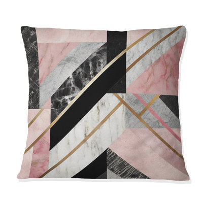 Coussin décoratif en marbre granit agate avec touches dorées - motif géométrique abstrait