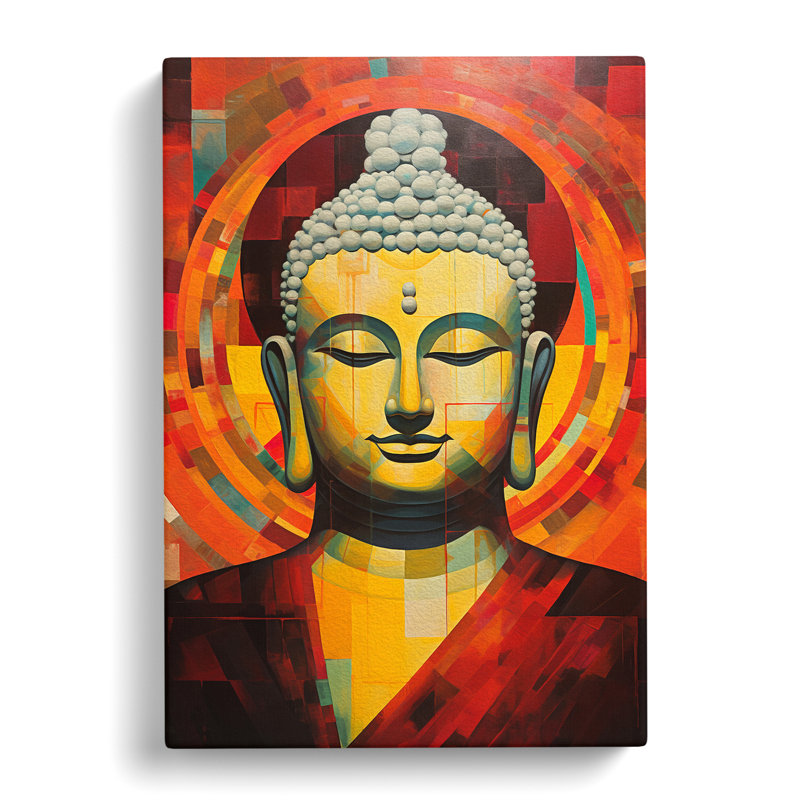 Buddha Geometric - No Frame Art Prints - Wrapped Canvas, 60cm H x 40cm W x 3cm D