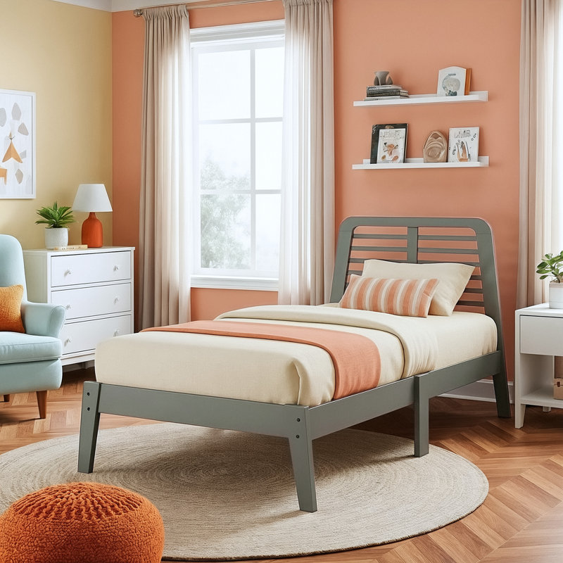 Lit plateforme simple Allyannah Bustillo, gris