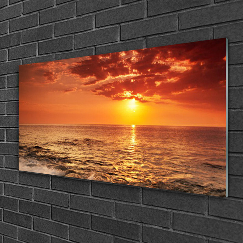 Landscape Sea Sun - Unframed Photograph on Glass