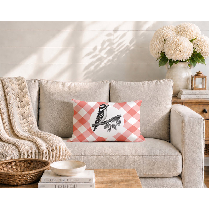 Oreiller réversible intérieur / extérieur Wood Pecker, 25x18, Peach