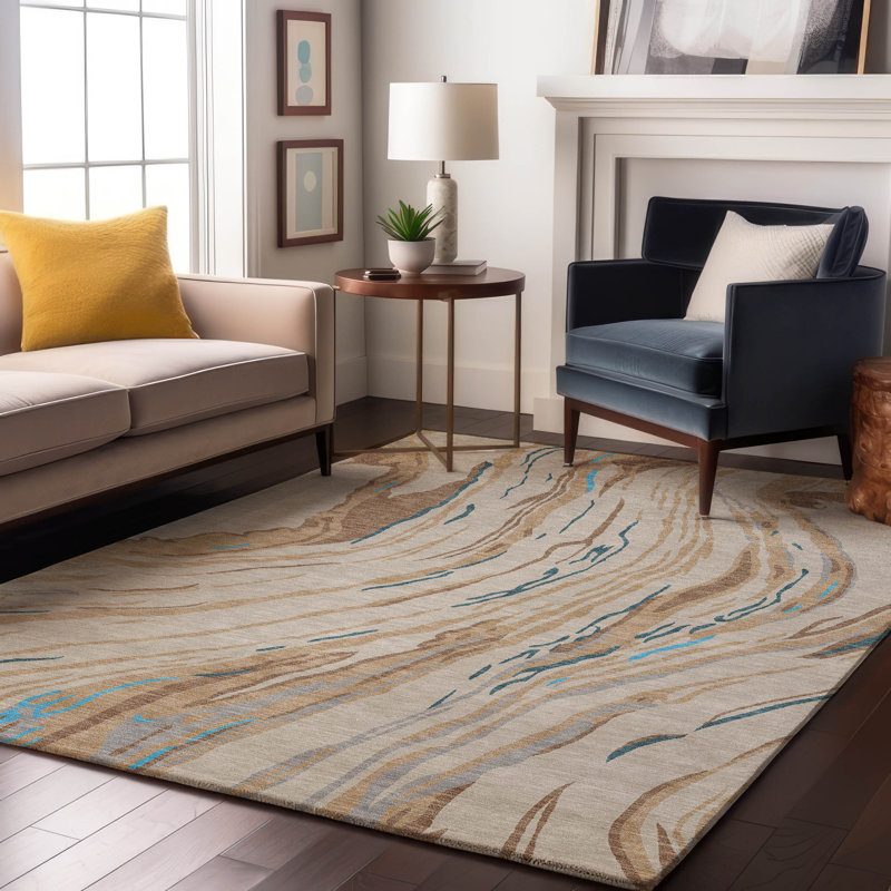 Premium Machine Washable Cortes AMF1037 Swirls Rug, Rectangle 10' x 14'