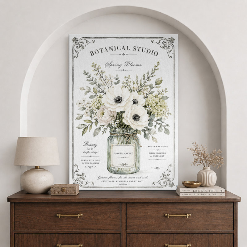 «Botanical Studio Spring Flower Market», art de cuisine, impression sur toile encadrée, 18" H x 12" W x 1.5" D