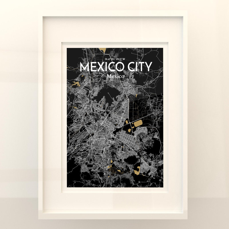 Mexico City Map In Luxe - No Frame Print, 24cm H x 18cm W x 0.05cm D