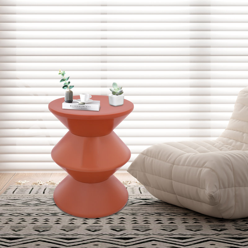 Modern Round Side/End Table, Orange