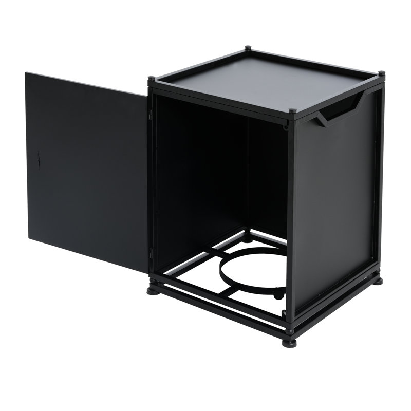 Porte-réservoir d'extérieur en métal noir mat, table d'appoint au look moderne et minimaliste, utilitaire multifonctionnel, fer thermolaqué, largeur de 15,55 po, profondeur, hauteur de 21,74 po, conception, utilisation, structure en fer