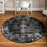 Round Anneliesse Ikat Onyx Area Rug