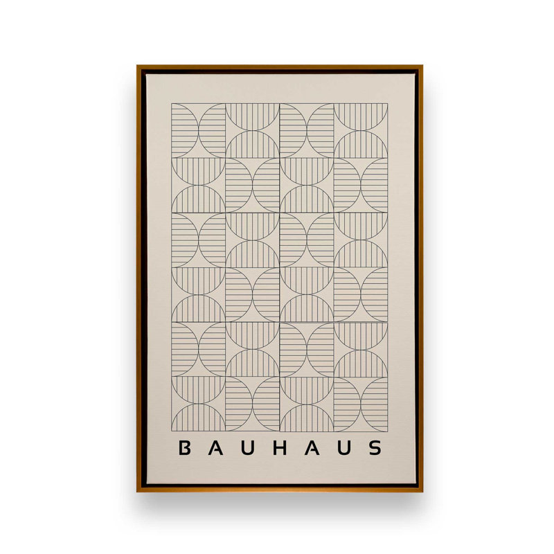 Rouleau de papier peint Bauhaus, H 30,75 po x l 20,75 po x P 1,75 po, Cadre flottant or poli