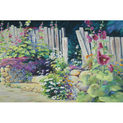 Hollyhock Garden 1 Piece Wrapped Canvas Painting