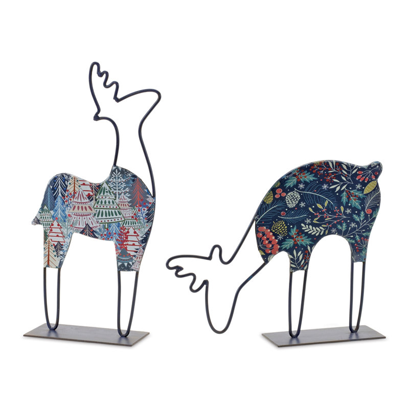 Décoration de table en métal cerf (ensemble de 2)