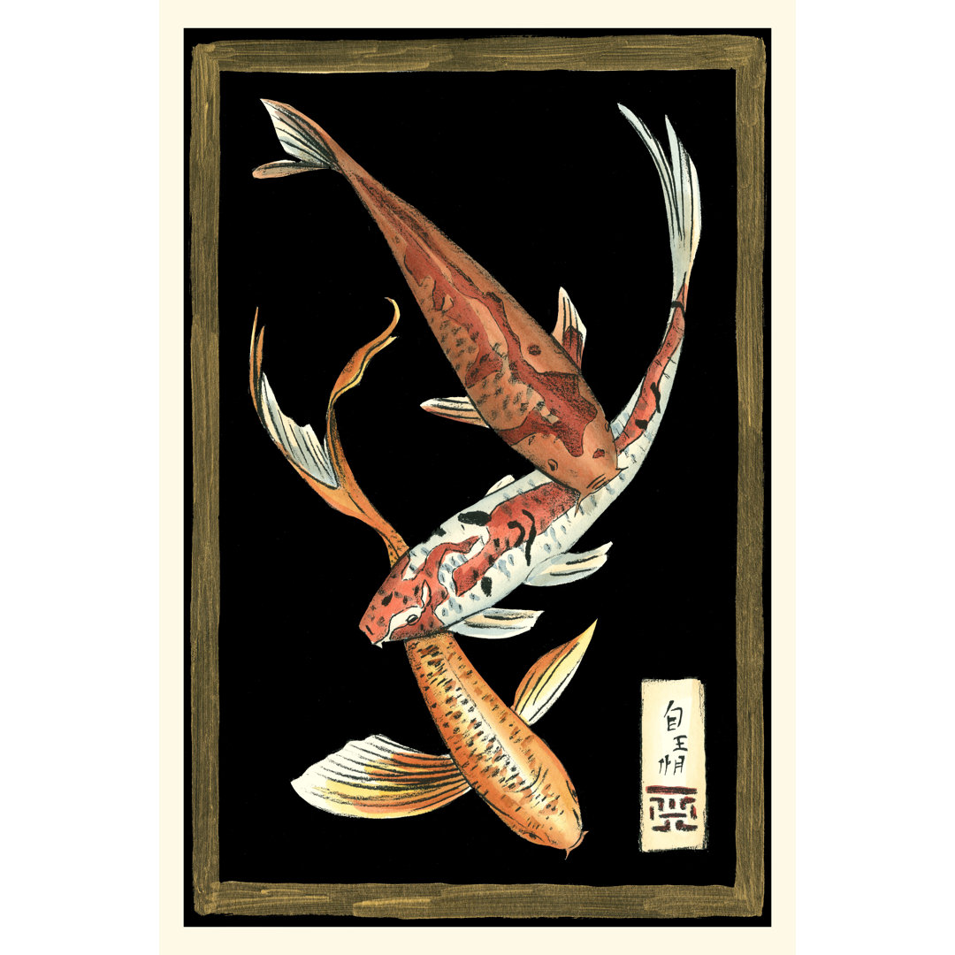 " Koi Fish On Black II " Painting Print Bayou Breeze 