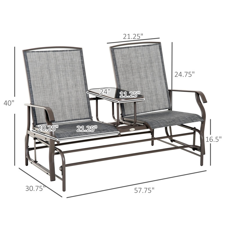 Banc d'extérieur avec table centrale Outsunny