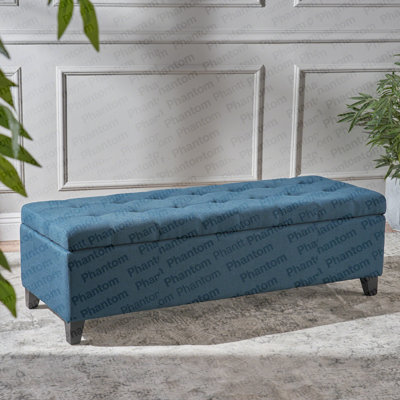 Banc de rangement avec repose-pieds, banc d'entrée, banc de bout de lit, repose-pieds pour chambre à coucher, bleu marine, 300 lb
