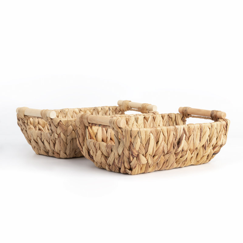 Ensemble de paniers en osier tissé à la main, H 4,7 po x l 12 po x P 7,2 po, Brun