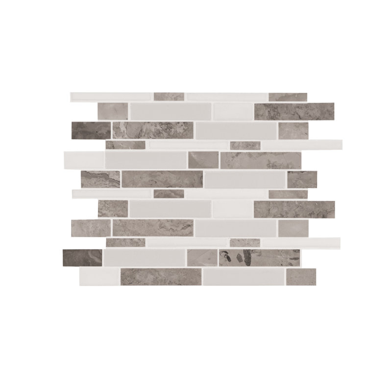 Averra Taupe Stone 10 in. x 12 in. Stone Porcelain Blend Interlocking Mosaic Wall Tile, Taupe Stone