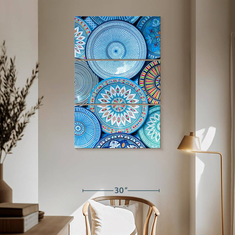 Senne Blue Moroccan Plates, 65" H x 42" W