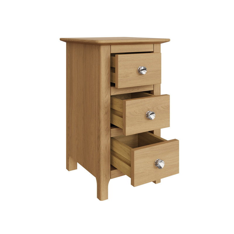 Casiano 34cm W 3 Drawer Bedside Table Nightstand Cabinet, Brown