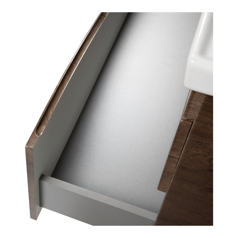 Ensemble de meuble-lavabo mural simple 27,6 po avec plateau en céramique et miroir Jaiyda