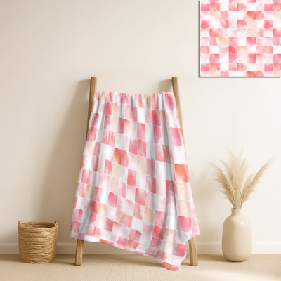 Courtepointe rose et blanc Rosé II - Patchwork, jeté en peluche