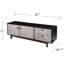 Console multimédia avec rangement, gris, conçue pour les téléviseurs de 60 à 69 pouces, portes doubles, 2 tiroirs, support à pattes en bronze antique pour 60 à 69 lits doubles, 2 cadres