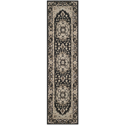 Tapis noir / naturel en laine crocheté à la main Tala