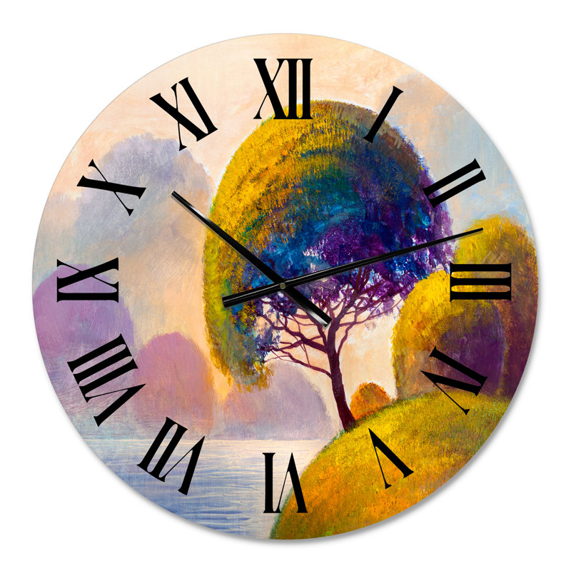 Horloge murale colorée forêt d'été par Idyllic Riverside, Petit