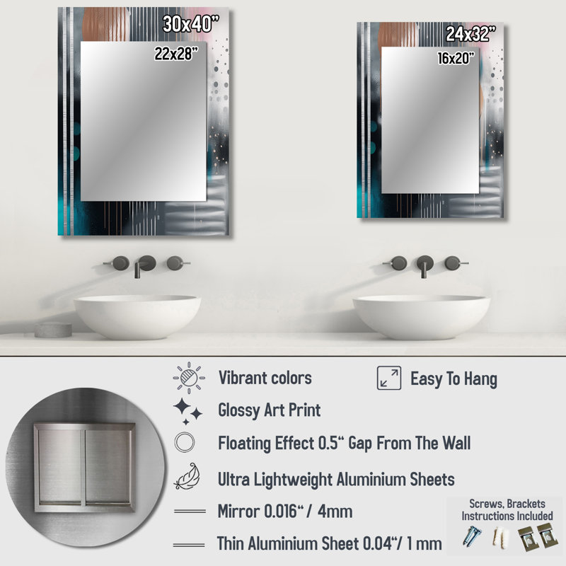 Whispers Of Marble III - grand miroir mural en marbre, miroir unique moderne, impression d'art en métal, 32 po x 24 po