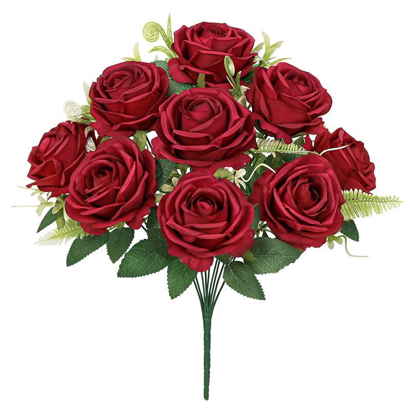 Bouquet de roses artificielles, Rouge