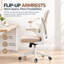 Chaise de bureau ergonomique en maille avec accoudoirs relevables, soutien lombaire, hauteur réglable, pivot à 360° et roulettes silencieuses.-2018764173