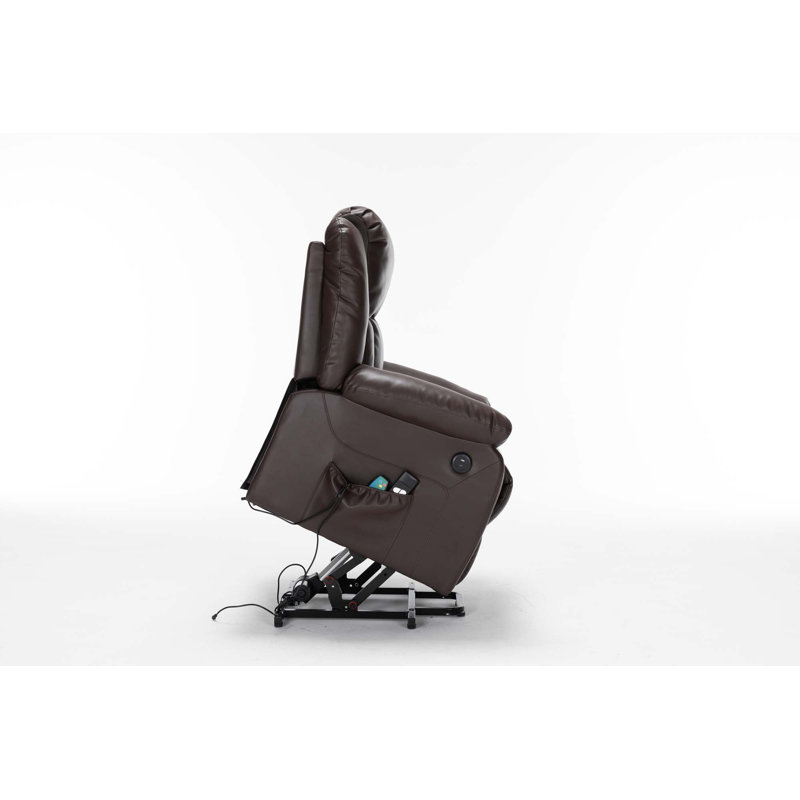 Fauteuil inclinable électrique de massage, fauteuil inclinable en cuir PU, Marron foncé