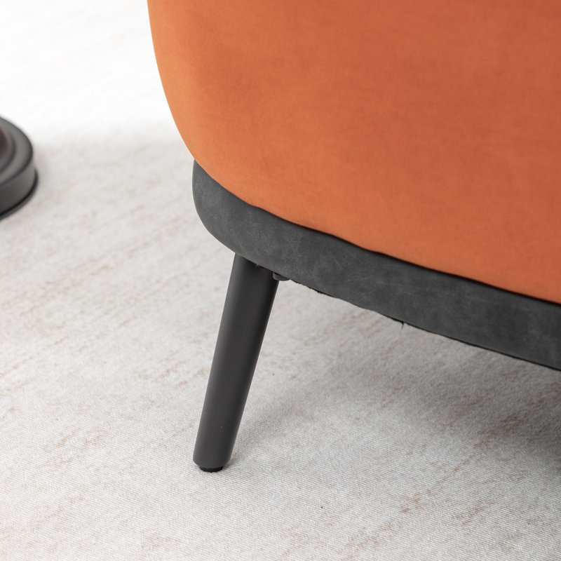 Causeuse en velours avec pieds noirs Stith, Orange / noir