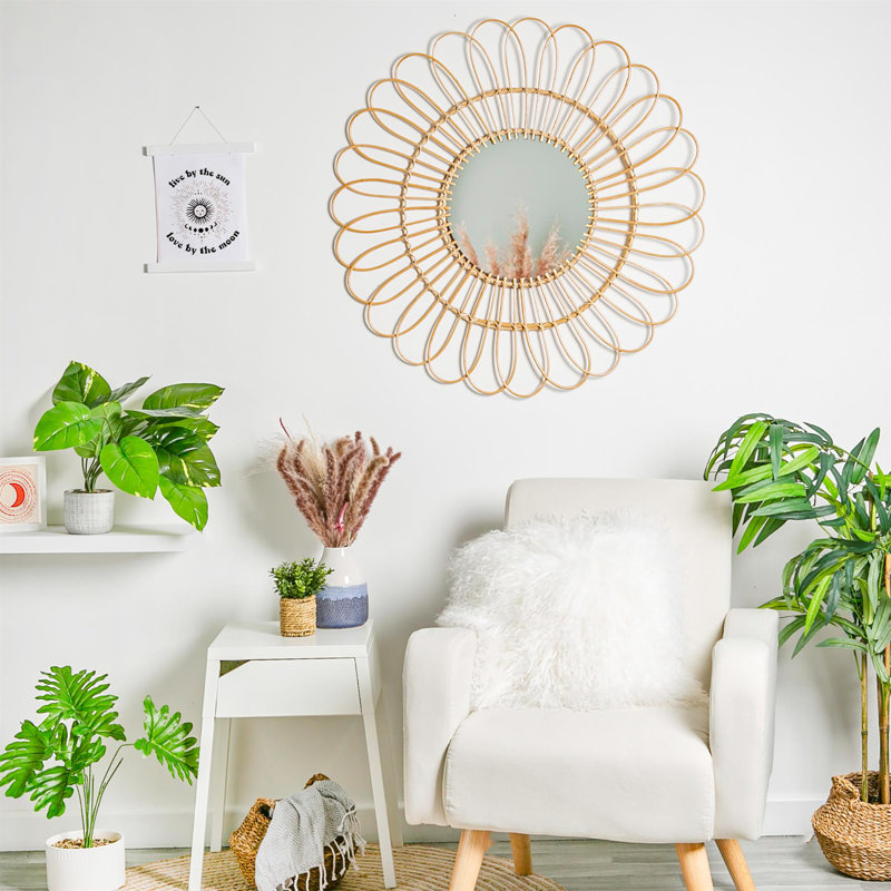 Daisy Rattan Flat Wall Mirror