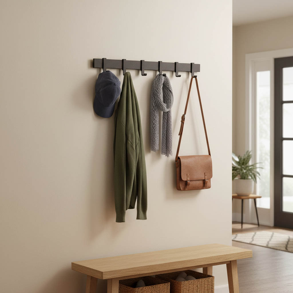 Metal Wall Mounted Required 6 - Hook Coat Rack