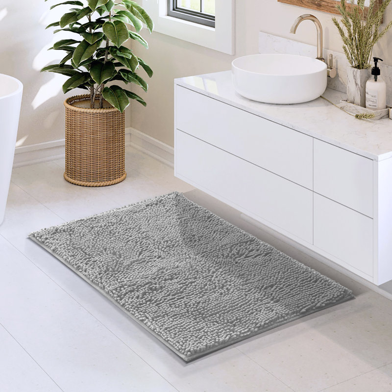 Tapis pour salle de bain en chenille ultra absorbant Kalyce, Argent, L 20 po x L 32 po