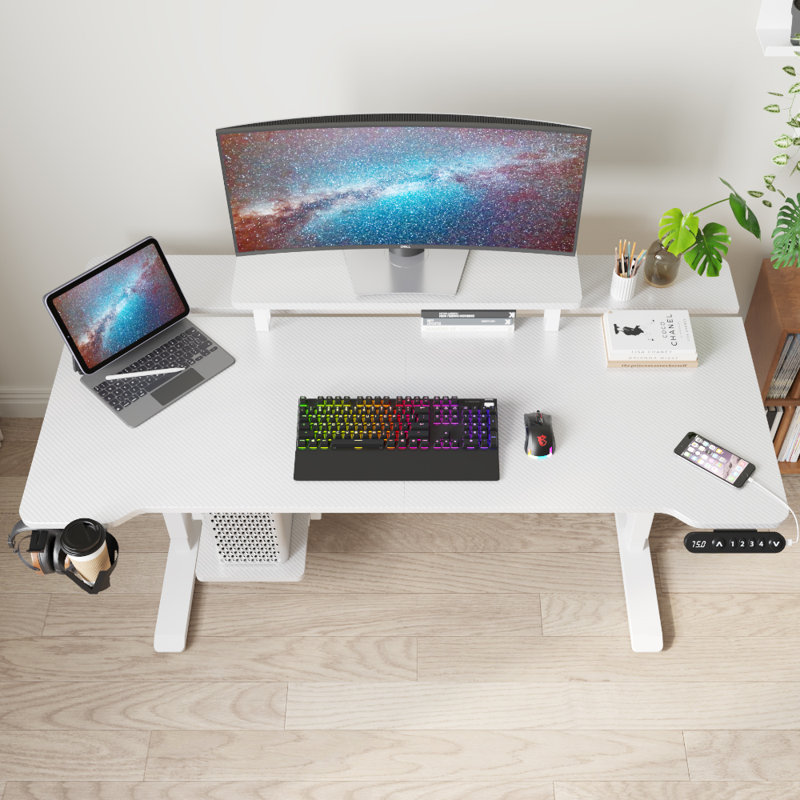 Adjustable Standing Desk With Laminate, 49" H x 63" W x 31.5" D, White