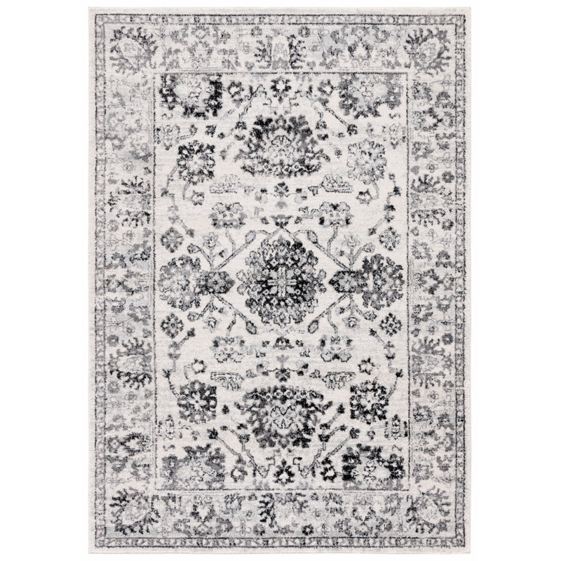 Tapis ivoire / noir Tulum 283, Rectangle 4 pi x 6 pi