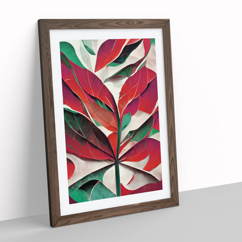 Leaf - Single Picture Frame Print, 46cm H x 34cm W x 2cm D, Walnut