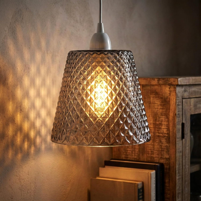 14.5cm H Glass Cone Lamp Shade in Silver