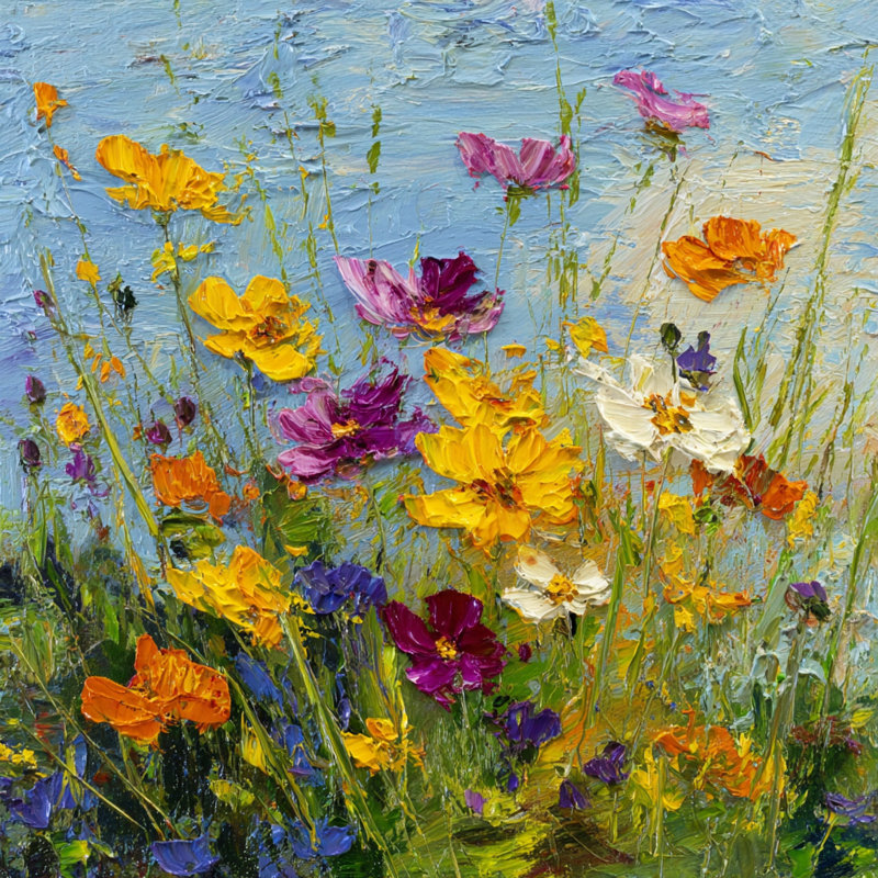 «Golden Field Blossoms», art mural sur toile tendue, H 40 po x l 40 po x P 1,5 po