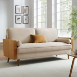 Kellan Performance Velvet Sofa In Walnut Alabaster