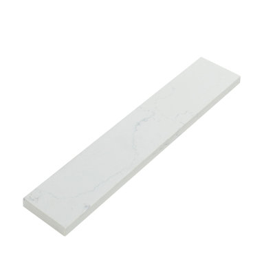 Quartz Vanity Top Side Splash in Carrara White, 21.25" L x 4" H x 0.79" T
