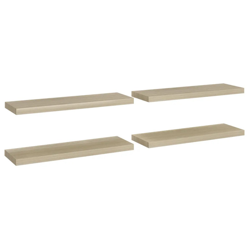 Arsis 4 Piece Metal Floating Shelf, Oak, 3.8cm H x 23.5cm W x 80cm D