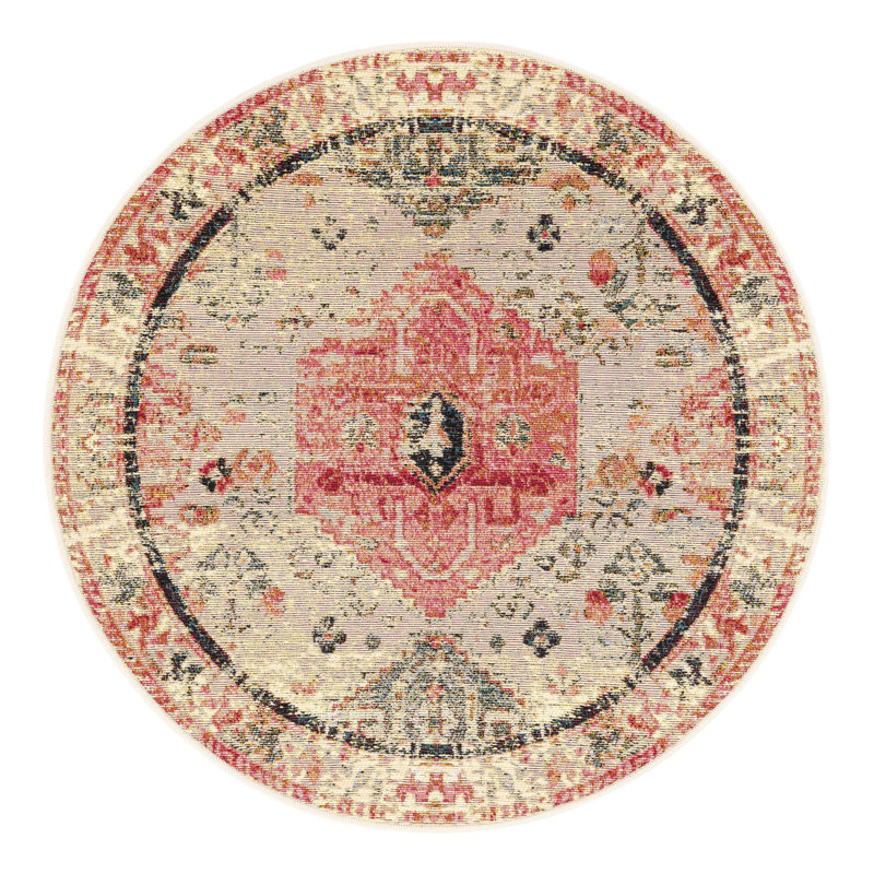 Outdoor Traditional Rectangle 5'1" X 8' Area Rug, Round 5'1"