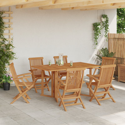 6 - Person Solid Wood Patio Dining Set Rectangular Table
