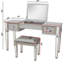 Bureau de maquillage en miroir pour chambre à coucher - coiffeuse avec rangement facile à assembler en 30 minutes