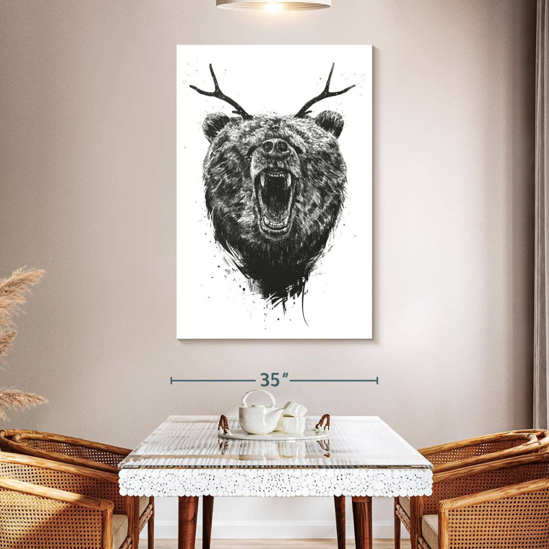 Brampt Angry Bear With Antlers, 51" H x 34" W