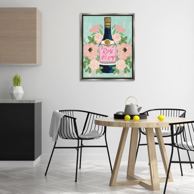  Rose All Day Champagne Framed Floater Canvas Wall Art by Joy Ting