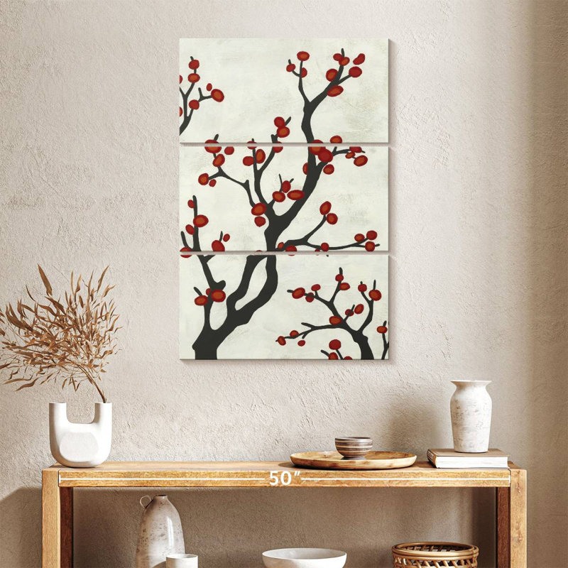 Harnek Red Berry Branch I, 38" H x 24" W