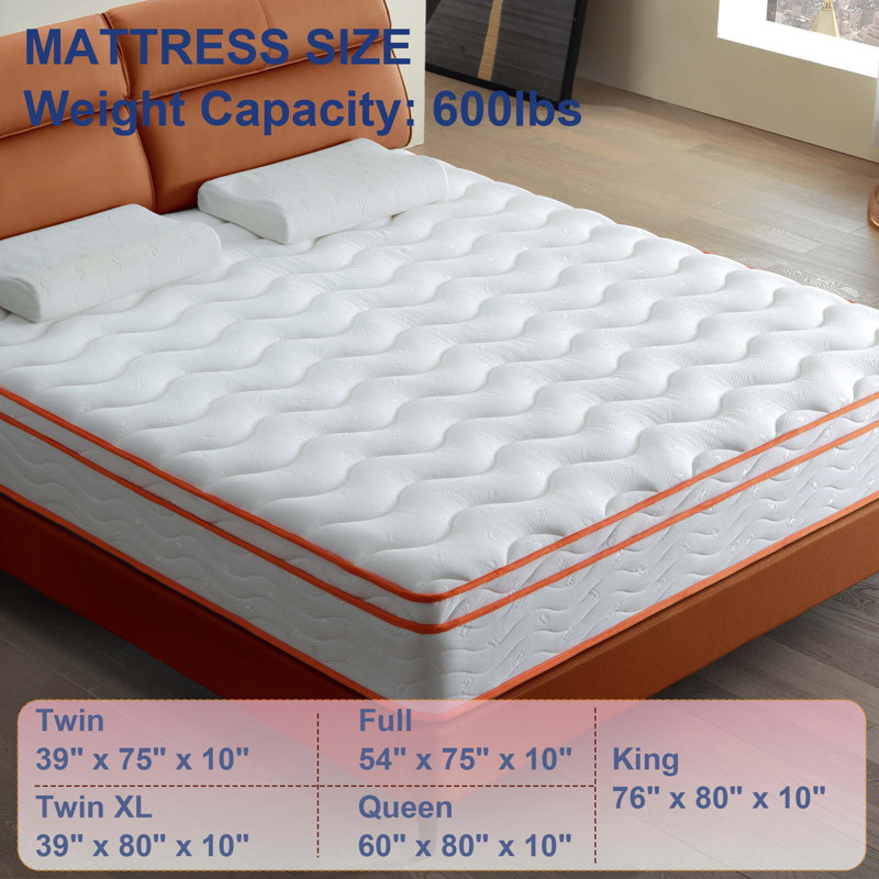 10-Inch Hybrid Mattress In A Box Featuring Individual Pocket Coils, Certipur-US Certified Memory Foam, Medium-Firm Support, And Superior Motion Isolation.