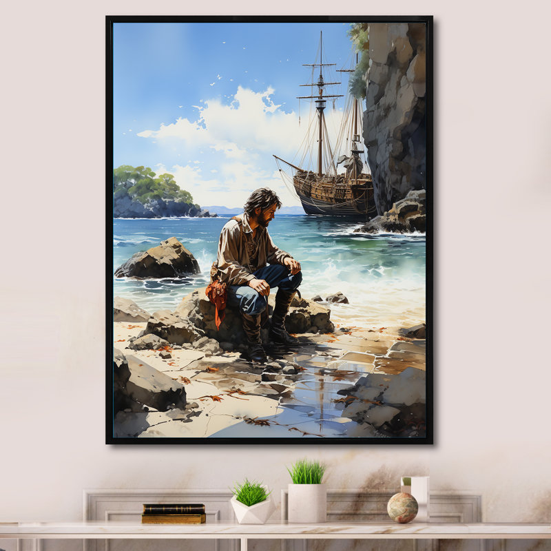 " Pirate Lament ", 40" H x 30" W x 1.5" D, Black Floater Framed
